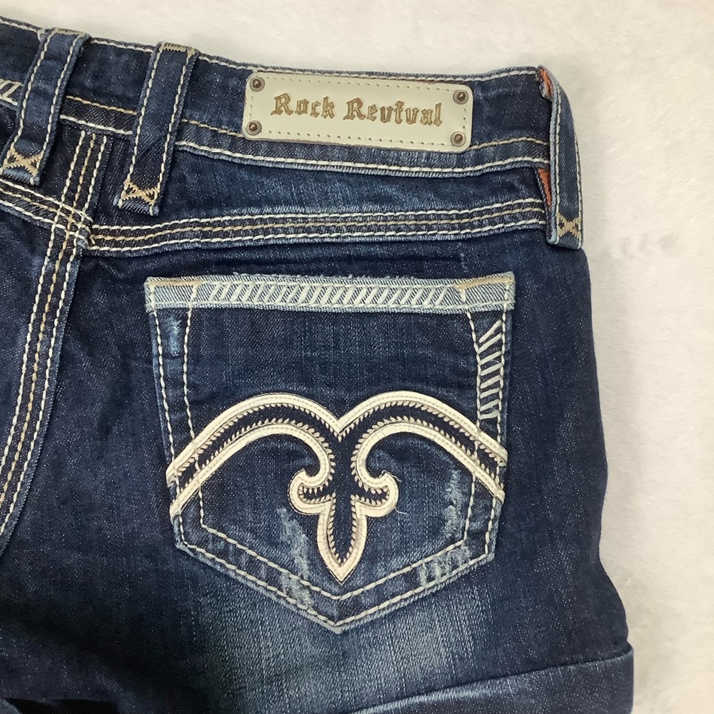 Rock Revival Alanis Jean Short HTF Sz 29 Blue - Picture 10 of 11